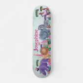 Safari jungle animals girl custom skateboard スケートボード (正面)