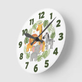 Safari Jungle Animals Kids Wall Clock ラウンド壁時計 (傾斜)