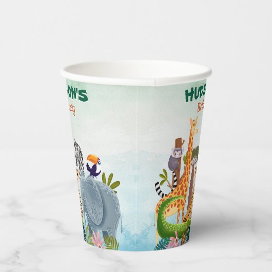 Safari jungle animals watercolor 紙コップ (右)