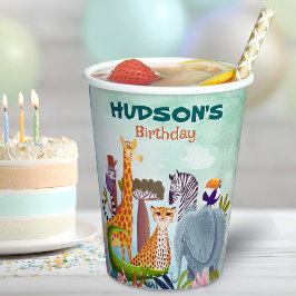 Safari jungle animals watercolor 紙コップ