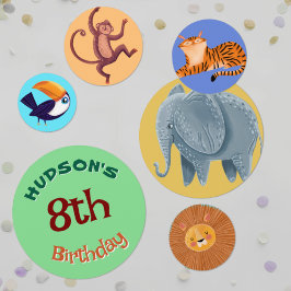 Safari jungle animals watercolor birthday コンフェッティ
