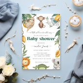 Safari Jungle Animals wild one boy Baby Shower  招待状