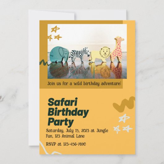 Safari Jungle Birthday – Editable Watercolor  招待状 (裏面)