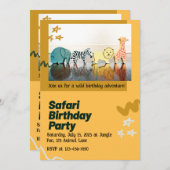 Safari Jungle Birthday – Editable Watercolor  招待状 (正面/裏面)