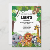 Safari Jungle Birthday Invitation 5x7 招待状 (正面)