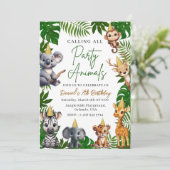 Safari Jungle Birthday Invitation for Kids  招待状 (スタンド正面)