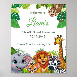 Safari Jungle Birthday Welcome Poster ポスター