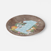 Safari Jungle Boys 1st Birthday 7"プレート ペーパープレート (アングル)