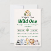 Safari Jungle First Birthday 招待状 (正面)