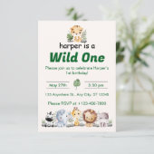 Safari Jungle First Birthday 招待状 (スタンド正面)