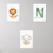 Safari Jungle Nursery Set with Name Initial Green (正面)