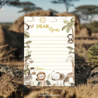 Safari Jungle Party Time Capsule Note Message Card サンキューカード