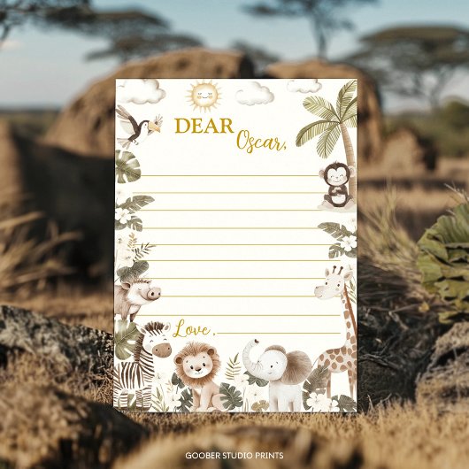Safari Jungle Party Time Capsule Note Message Card サンキューカード