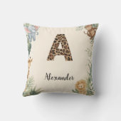 Safari Jungle Personalized Name Monogram A Nursery クッション (裏面)