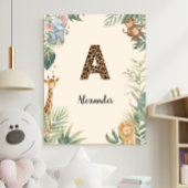 Safari Jungle Personalized Name Monogram A Nursery ポスター