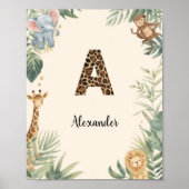Safari Jungle Personalized Name Monogram A Nursery ポスター (正面)