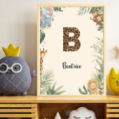 Safari Jungle Personalized Name Monogram B Nursery ポスター