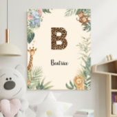 Safari Jungle Personalized Name Monogram B Nursery ポスター