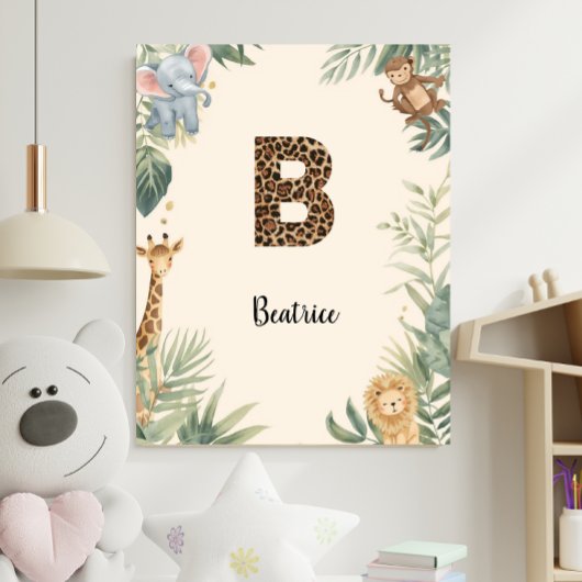 Safari Jungle Personalized Name Monogram B Nursery ポスター