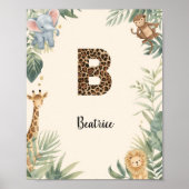 Safari Jungle Personalized Name Monogram B Nursery ポスター (正面)