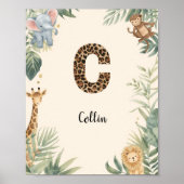 Safari Jungle Personalized Name Monogram C Nursery ポスター (正面)