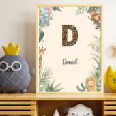 Safari Jungle Personalized Name Monogram D Nursery ポスター