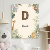 Safari Jungle Personalized Name Monogram D Nursery ポスター