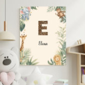 Safari Jungle Personalized Name Monogram E Nursery ポスター
