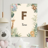 Safari Jungle Personalized Name Monogram F Nursery ポスター