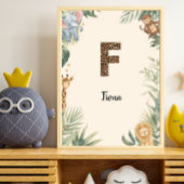 Safari Jungle Personalized Name Monogram F Nursery ポスター
