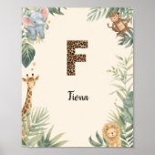 Safari Jungle Personalized Name Monogram F Nursery ポスター (正面)