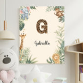 Safari Jungle Personalized Name Monogram G Nursery ポスター
