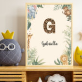 Safari Jungle Personalized Name Monogram G Nursery ポスター