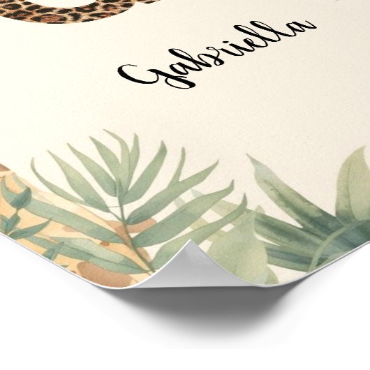 Safari Jungle Personalized Name Monogram G Nursery ポスター (角)