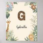 Safari Jungle Personalized Name Monogram G Nursery ポスター (正面)