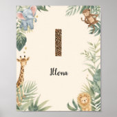 Safari Jungle Personalized Name Monogram I Nursery ポスター (正面)