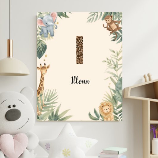 Safari Jungle Personalized Name Monogram I Nursery ポスター