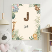 Safari Jungle Personalized Name Monogram J Nursery ポスター