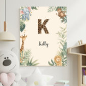 Safari Jungle Personalized Name Monogram K Nursery ポスター