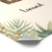 Safari Jungle Personalized Name Monogram L Nursery ポスター (角)