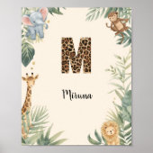 Safari Jungle Personalized Name Monogram M Nursery ポスター (正面)