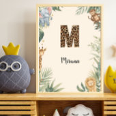 Safari Jungle Personalized Name Monogram M Nursery ポスター