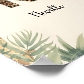 Safari Jungle Personalized Name Monogram N Nursery ポスター (角)