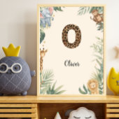 Safari Jungle Personalized Name Monogram O Nursery ポスター
