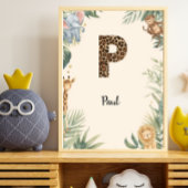 Safari Jungle Personalized Name Monogram P Nursery ポスター