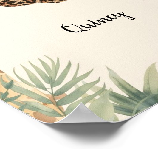 Safari Jungle Personalized Name Monogram Q Nursery ポスター (角)