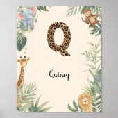 Safari Jungle Personalized Name Monogram Q Nursery ポスター (正面)
