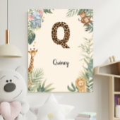 Safari Jungle Personalized Name Monogram Q Nursery ポスター