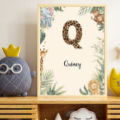 Safari Jungle Personalized Name Monogram Q Nursery ポスター