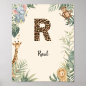 Safari Jungle Personalized Name Monogram R Nursery ポスター (正面)
